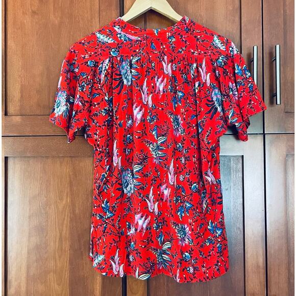 Anthropologie Maeve Blouse Floral Print Short Sleeve Size Small - Picture 5 of 9
